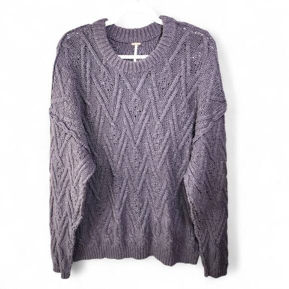 Free People Gray Cable Knit Sweater - Picture 2 of 8